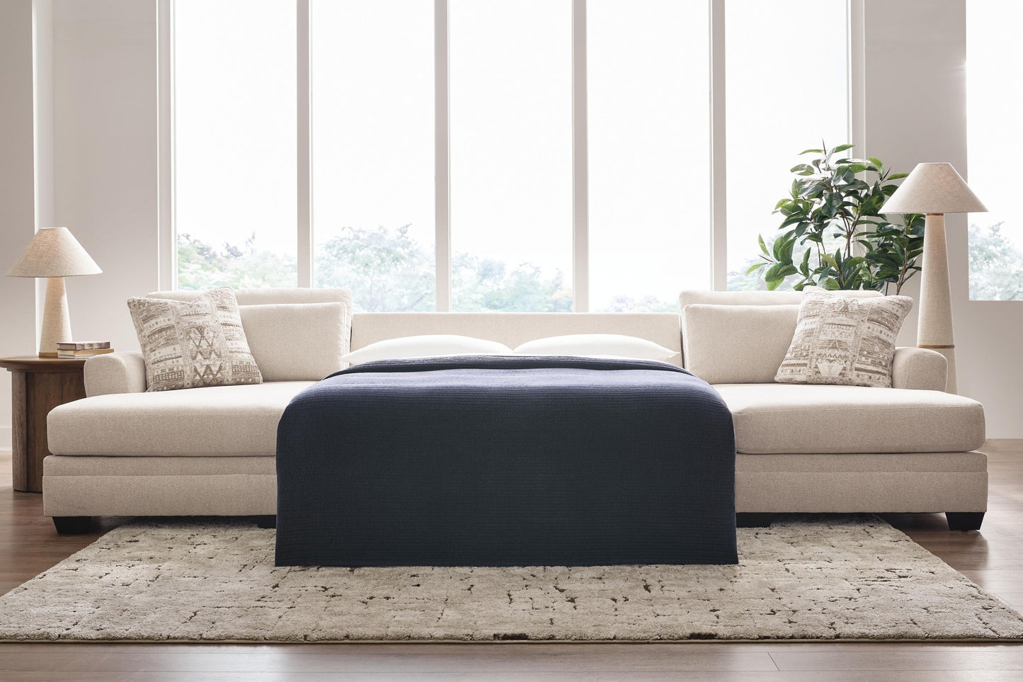 Mandi Point - 3-Piece Double Chaise Sleeper Sectional - Marble
