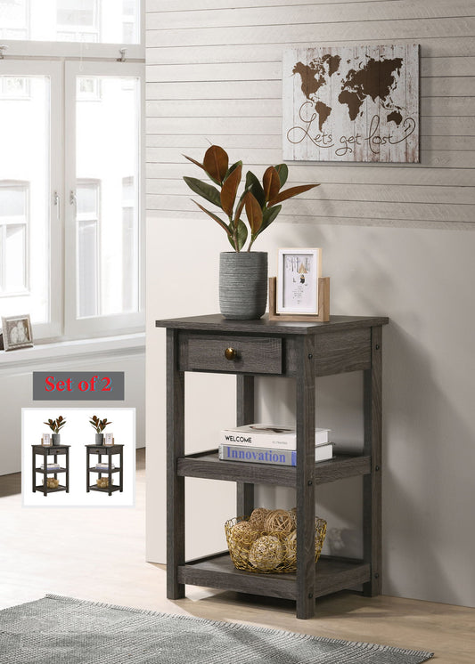 Arine - Console Table With Drawer And Shelves - Gray