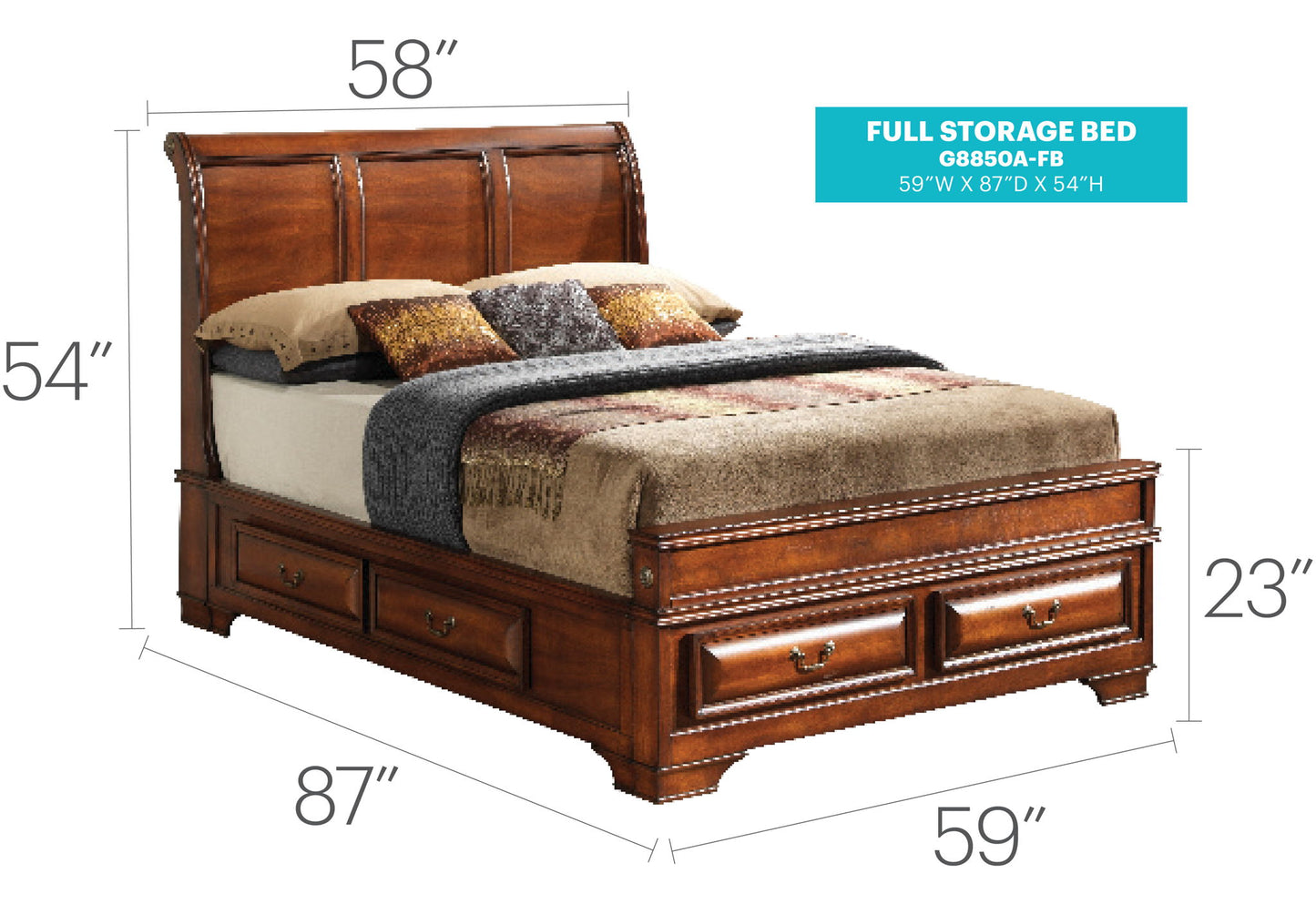 Dovetailed Drawers Storage Bed