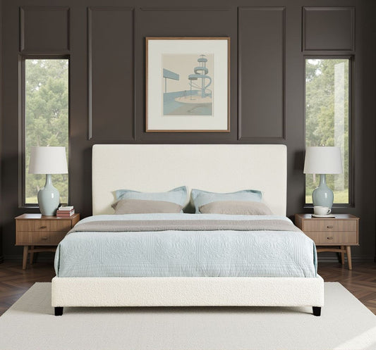 Boucle Upholstered Platform Bed