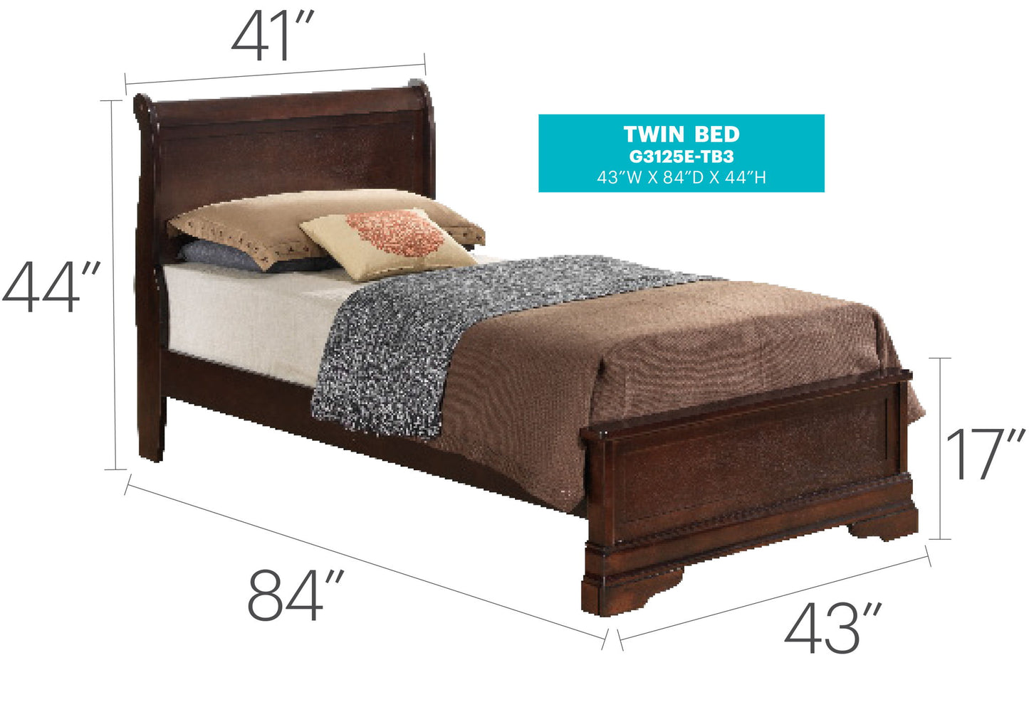 Louis Phillipe - Twin Bed - Cappuccino
