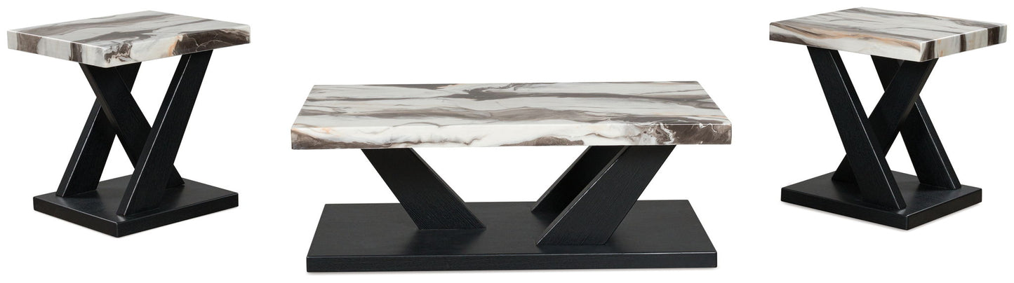 Cendill - Occasional Table Set (Set of 3) - Dark Brown / White / Black