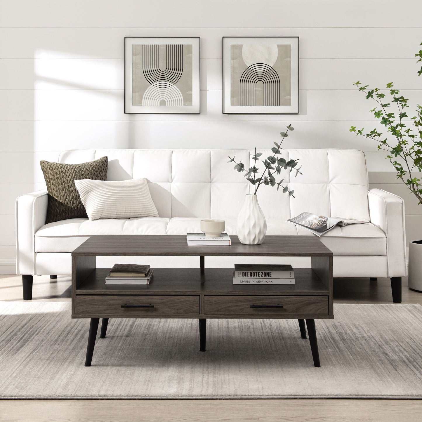 Contemporary 2 Drawer Low Coffee Table