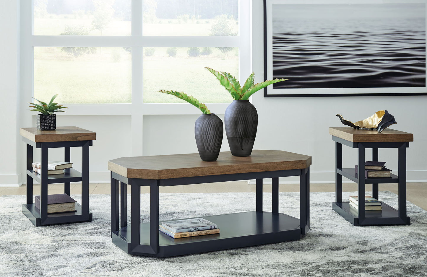 Landocken - Occasional Table Set (Set of 3) - Brown / Blue