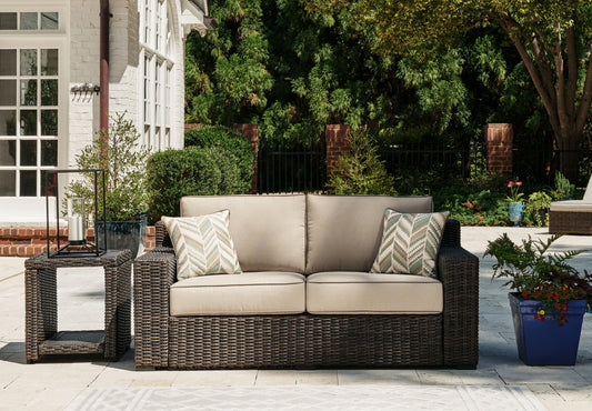 Coastline Bay - Loveseat W/Cushion - Brown