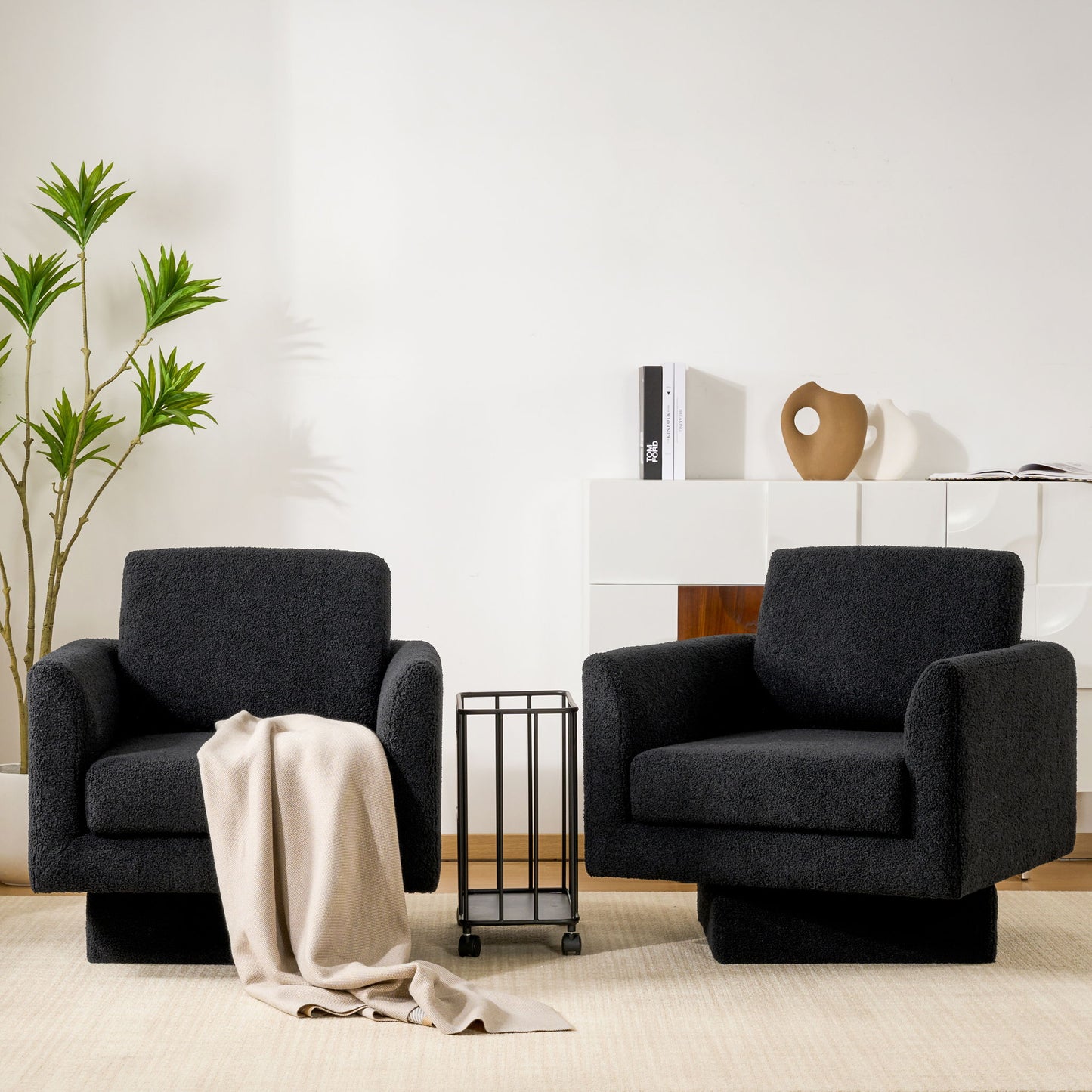 360° Modern Swivel Accent Chair Round Armchair, Thick Padded Single Lounge Sofa Upholstered Comfy
