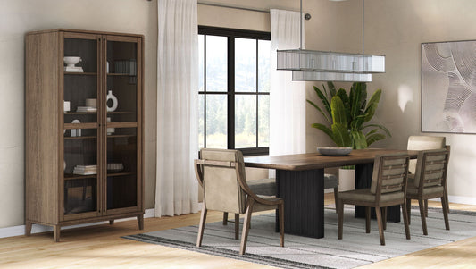 Double Pedestal Table Latte - Light Brown