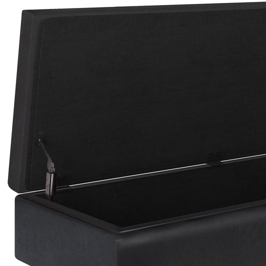 Owen - Rectangular Storage Ottoman - Midnight Black