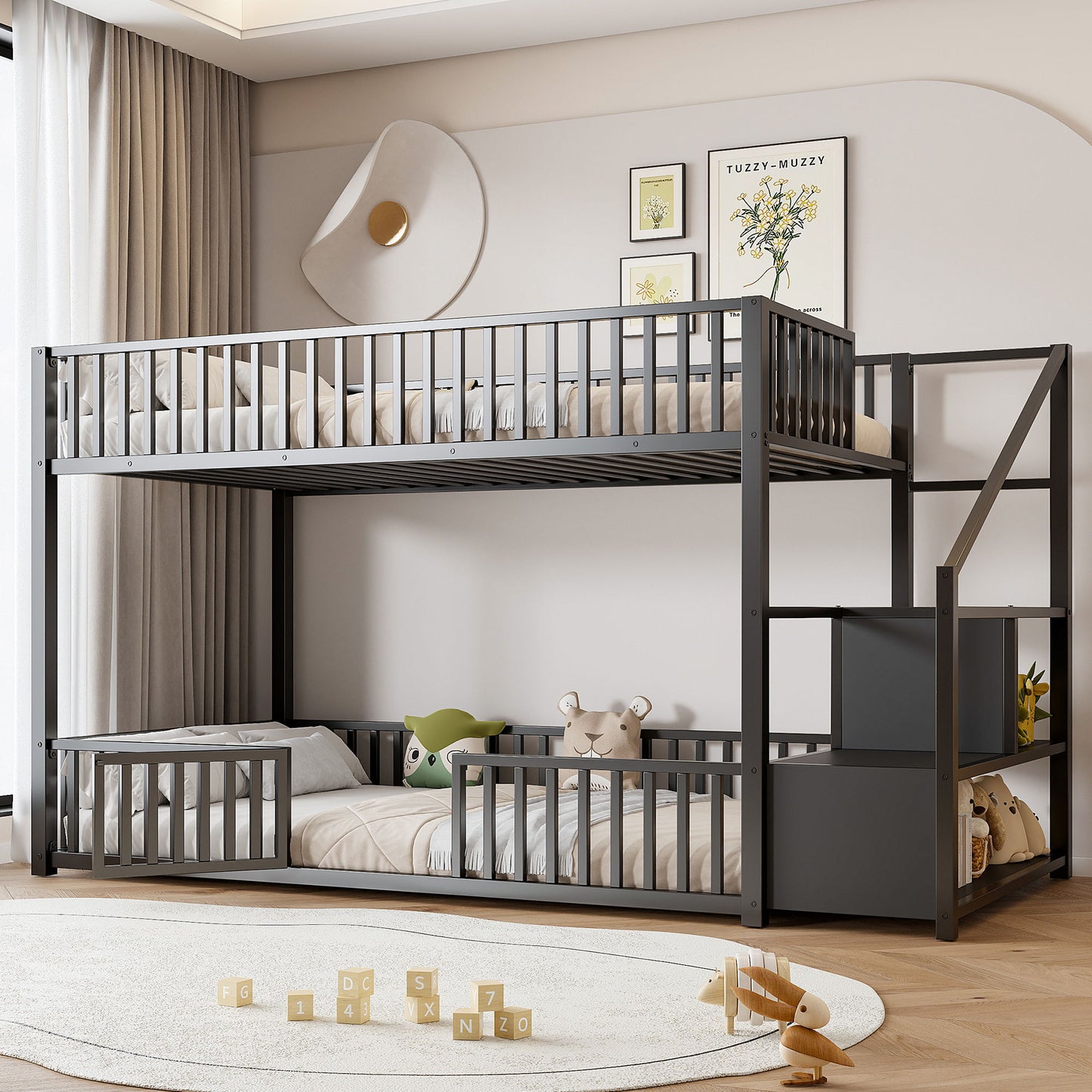 Bunk Bed With Storage Ladder, Compact Design