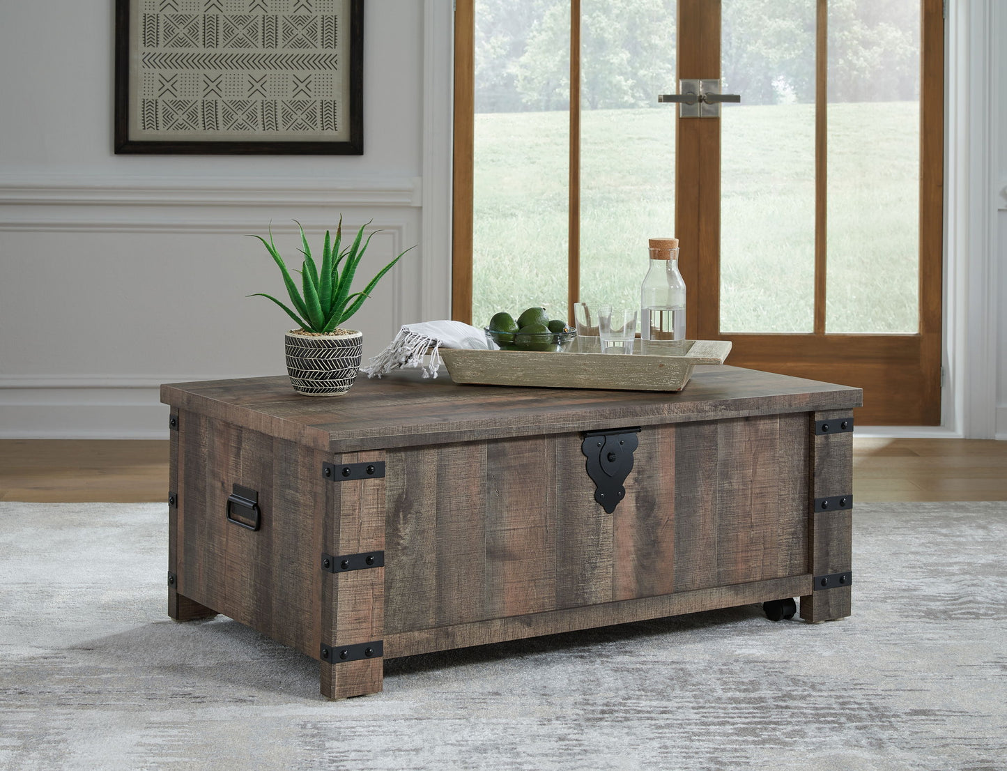 Hollum - Lift Top Cocktail Table - Rustic Brown