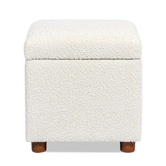 Upholstered Storage Ottoman - Ivory White
