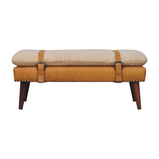 Boucle Leather Bench - Tan