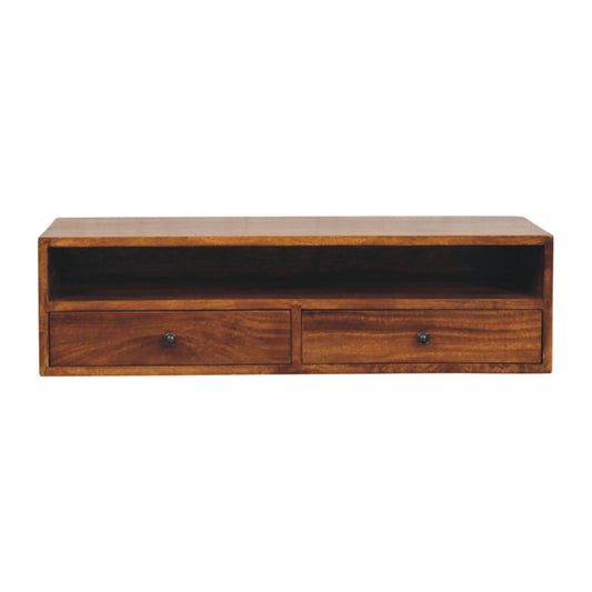 Lunar - 2 Drawer Wall Mounted Media Unit - Brown