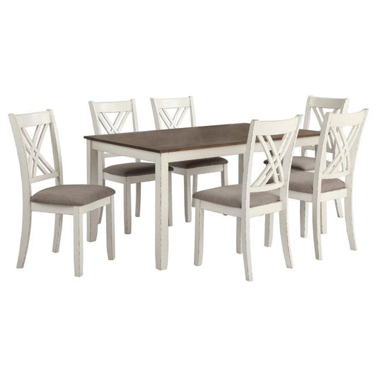 Fortress - 7 Piece Rectangular Dining Set - Vintage Vanilla