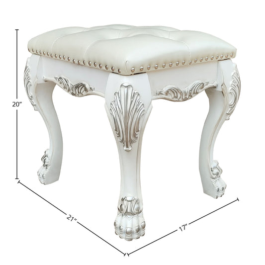 Dresden II - Vanity Stool - Bone White