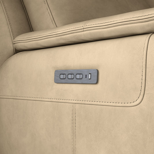 Odell - Power Reclining Loveseat With Console, Power Headrests & Lumbar - Stone