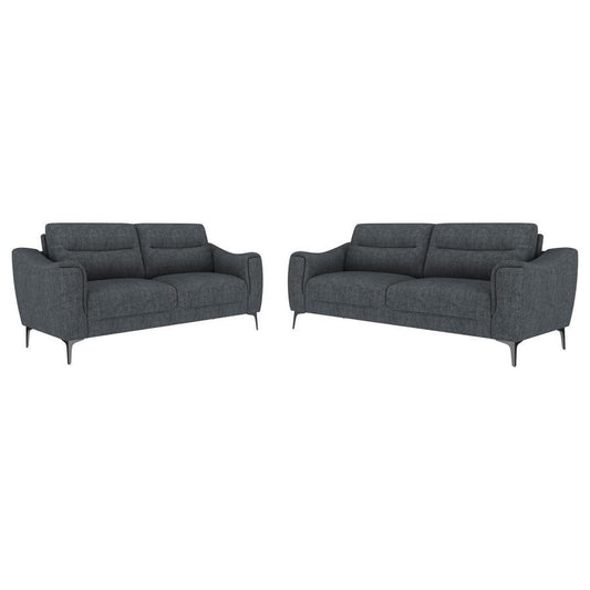 Nolan - 2 Piece Upholstered Sofa Set - Charcoal