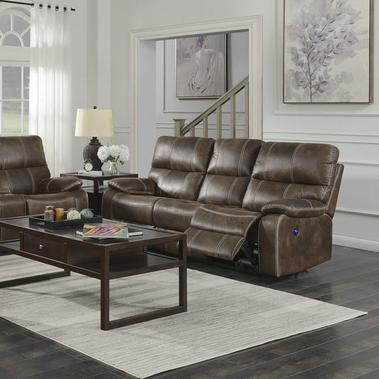 Reclining Sofa With USB Charging, Pocket Coil Seating, And Hidden Storage - Brown
