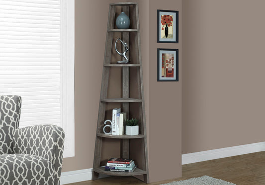 Bookshelf, Bookcase, Etagere, Corner, 5 Tier, For Office, Contemporary & Modern - Taupe