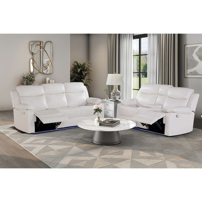 Blanche - Reclining Loveseat With LED Lights And Built In Speakers - White