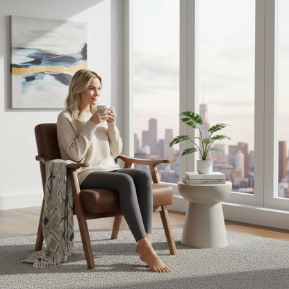 Accent Chair, Classic Mid Century Modern For Extra Seating