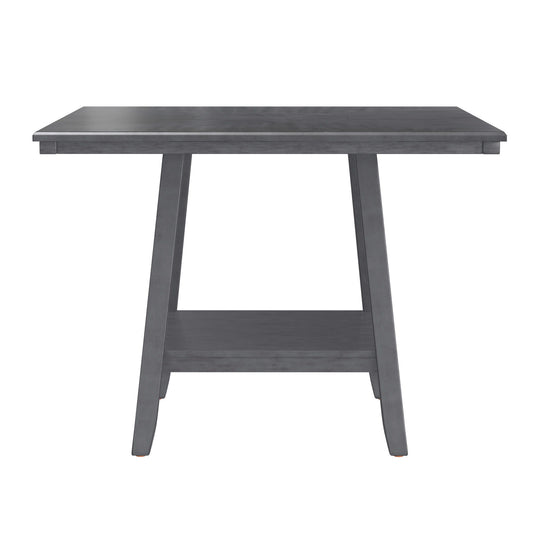 Counter Height Dining Table With Tapered Base And Lazy Susan - Gray