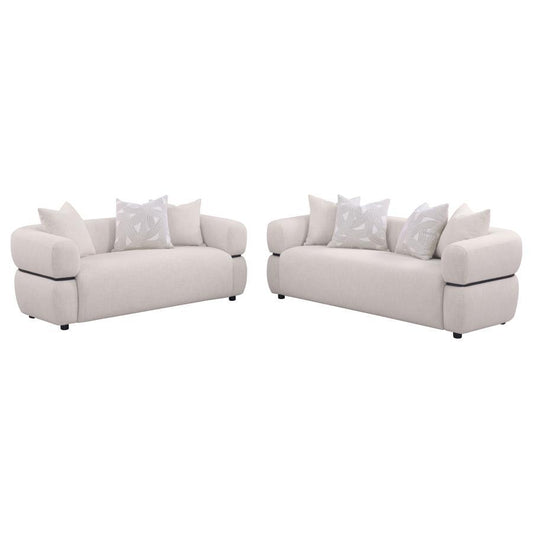 Jeanette - Fabric Upholstered Round Arm Sofa Set