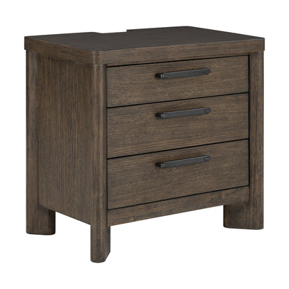 3 Drawer Nightstand With USB - Dark Oak