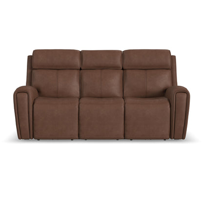 Warren - Power Reclining Sofa With Console, Power Headrest & Lumbar - Dark Brown
