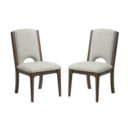 Athens - Upholstered Dining Chair (Set of 2) - Light Gray / Chocolate Brown
