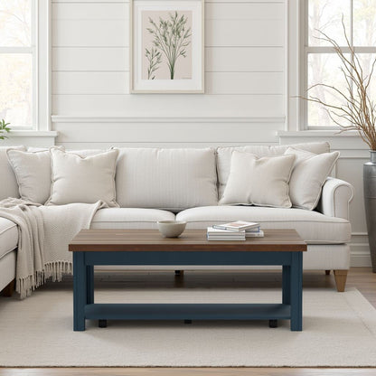 Nantucket - Chairside Table Wooden - Blue Denim, Whiskey