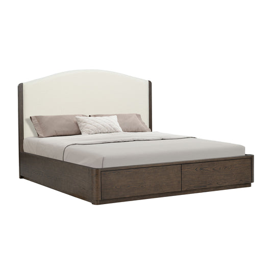 Athens - King Upholstered Storage Bed - Dark Brown