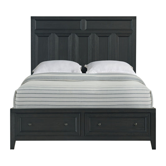 Storage Bed With Panel Headboard And Spacious Footboard Drawers
