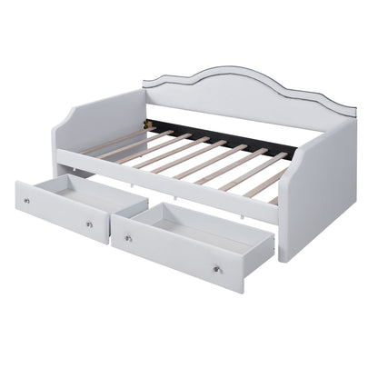 Upholstered Daybed With LED Lights And 2 Drawersme