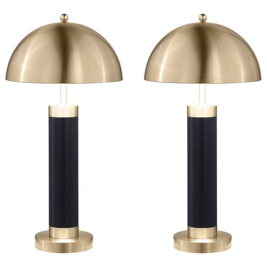 Conroe - Dome Shade Pillar Table Lamp (Set of 2) - Black