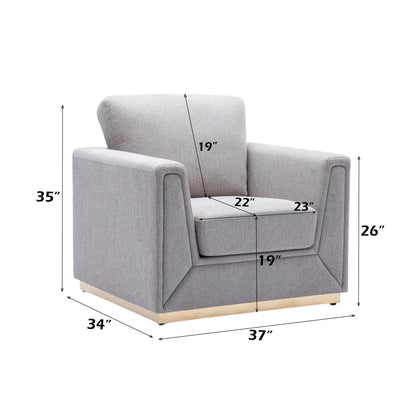 Valin - 3 Piece Living Room Set Meeting Room And Small Apartment Sofa Loveseat Chair - Gray