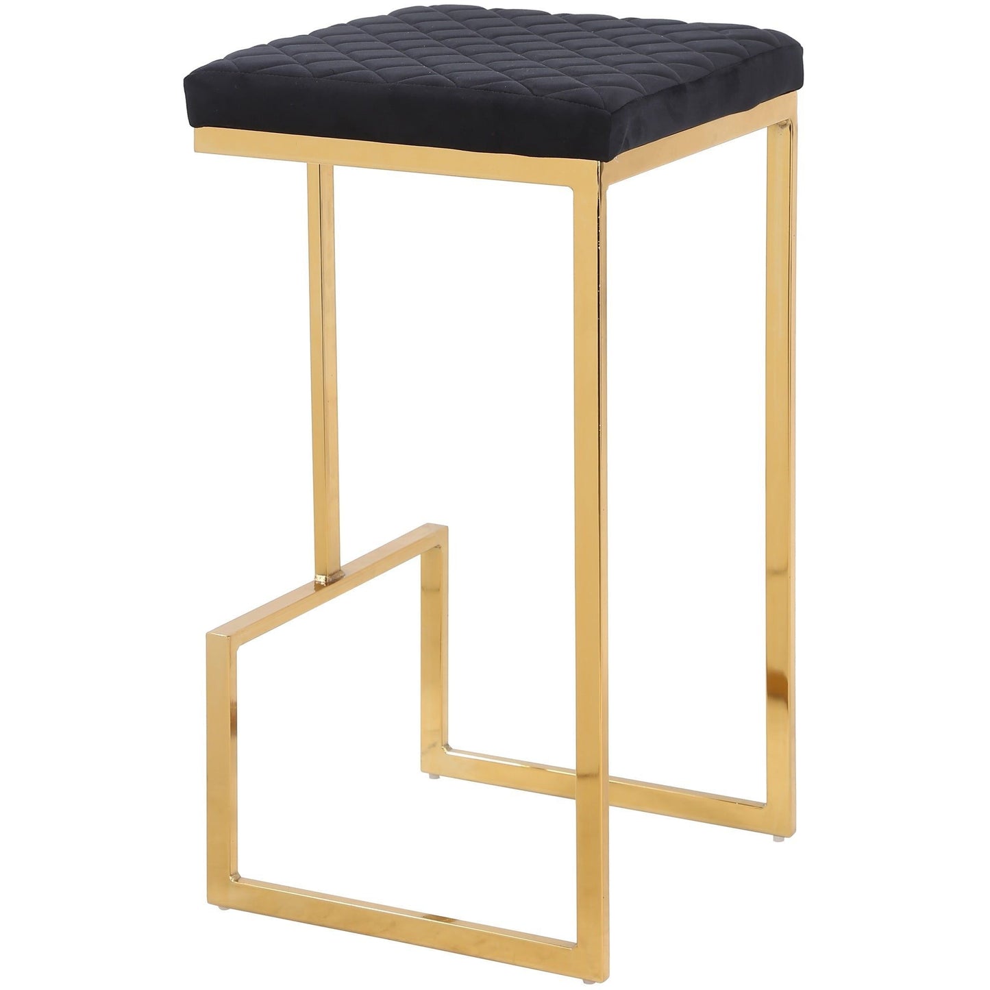 Joel - Mid-Century Modern Luxury Upholstered Stool - Black / Gold