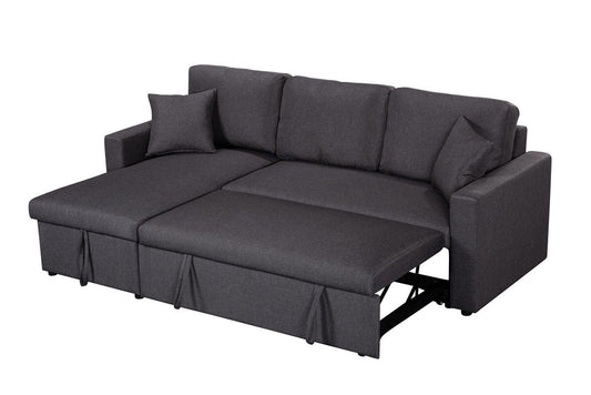 Paisley - Fabric Reversible Sleeper Sectional Sofa With Storage Chaise