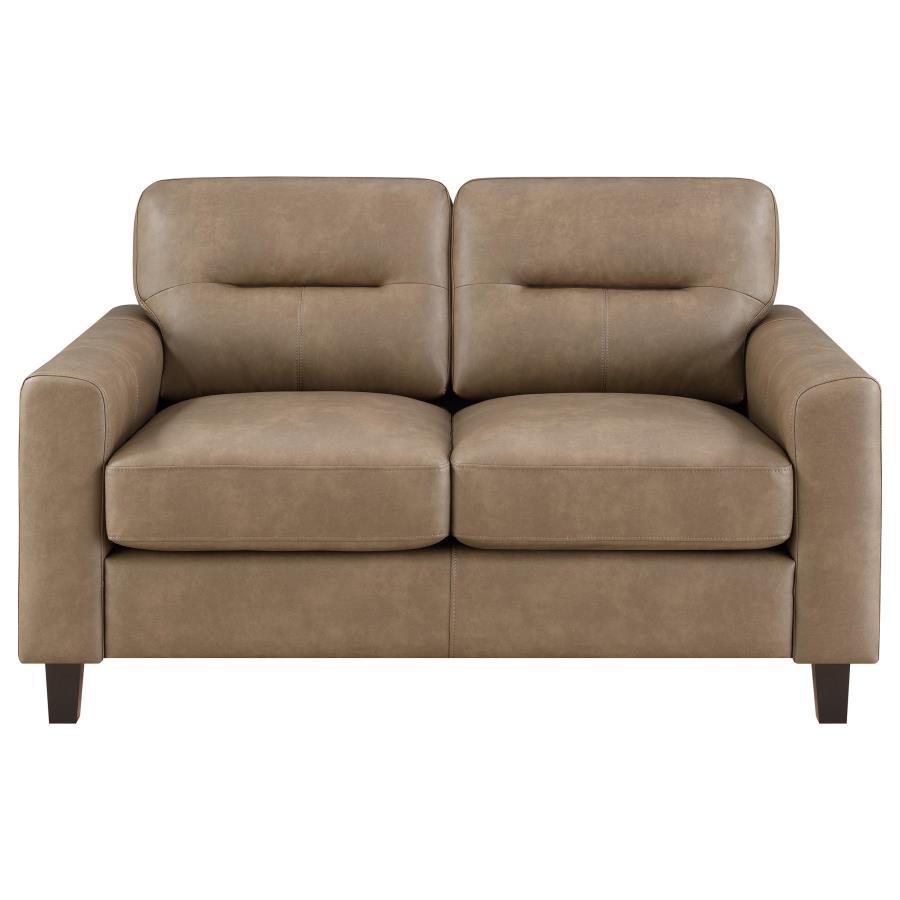 Scotland - Faux Leather Upholstered Track Arm Loveseat