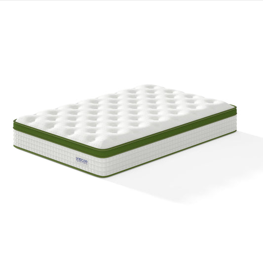Snooze Mattress Company Glacier - 12" Euro Top Medium Hybrid Mattress With Independently Encased Coils & Gel Memory Foam