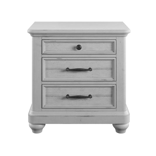 Mariano - 3 Drawer Nightstand With USB - Gray