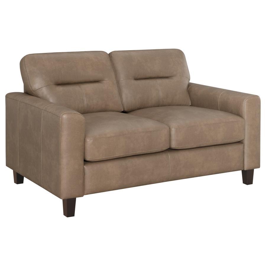 Scotland - Faux Leather Upholstered Track Arm Loveseat