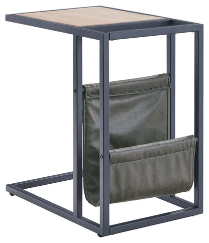 Freslowe - Chair Side End Table with Magazine Basket - Light Brown / Black