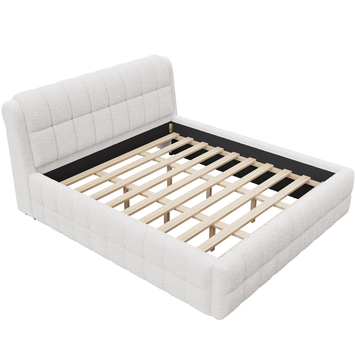 Upholstered Platform Bed With Stitching Details