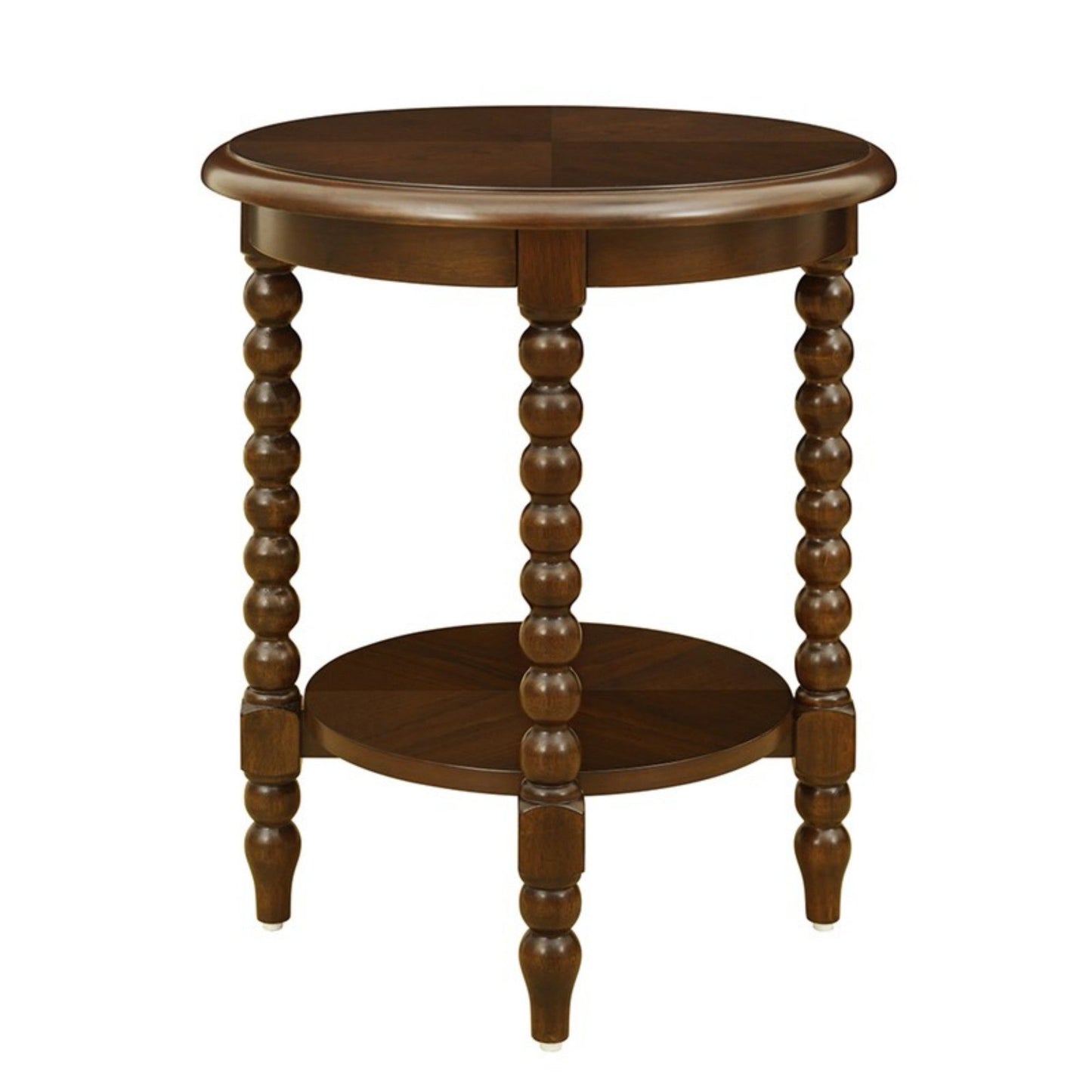 Philippe - Round End Table With Shelf - Brown