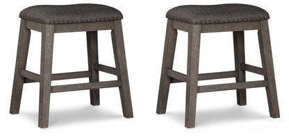 Caitbrook - Upholstered Stool (Set of 2) - Gray