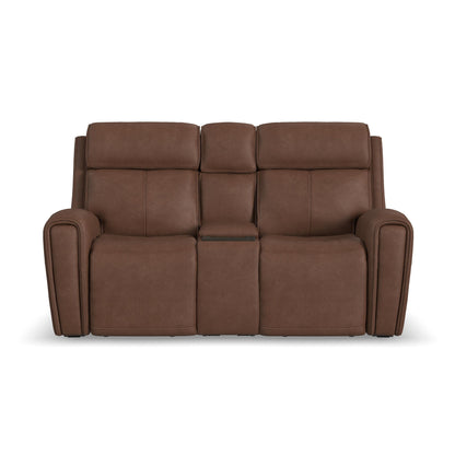 Warren - Power Reclining Loveseat With Console, Power Headrest & Lumbar - Dark Brown