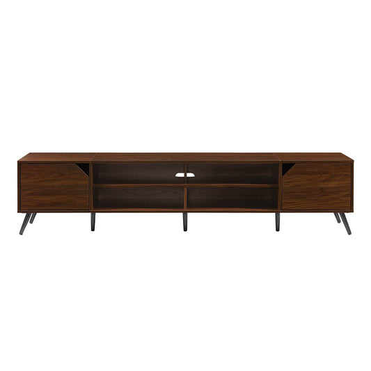 Contemporary 2 Door Minimalist TV Stand For TVs Up To 90" - Dark Walnut