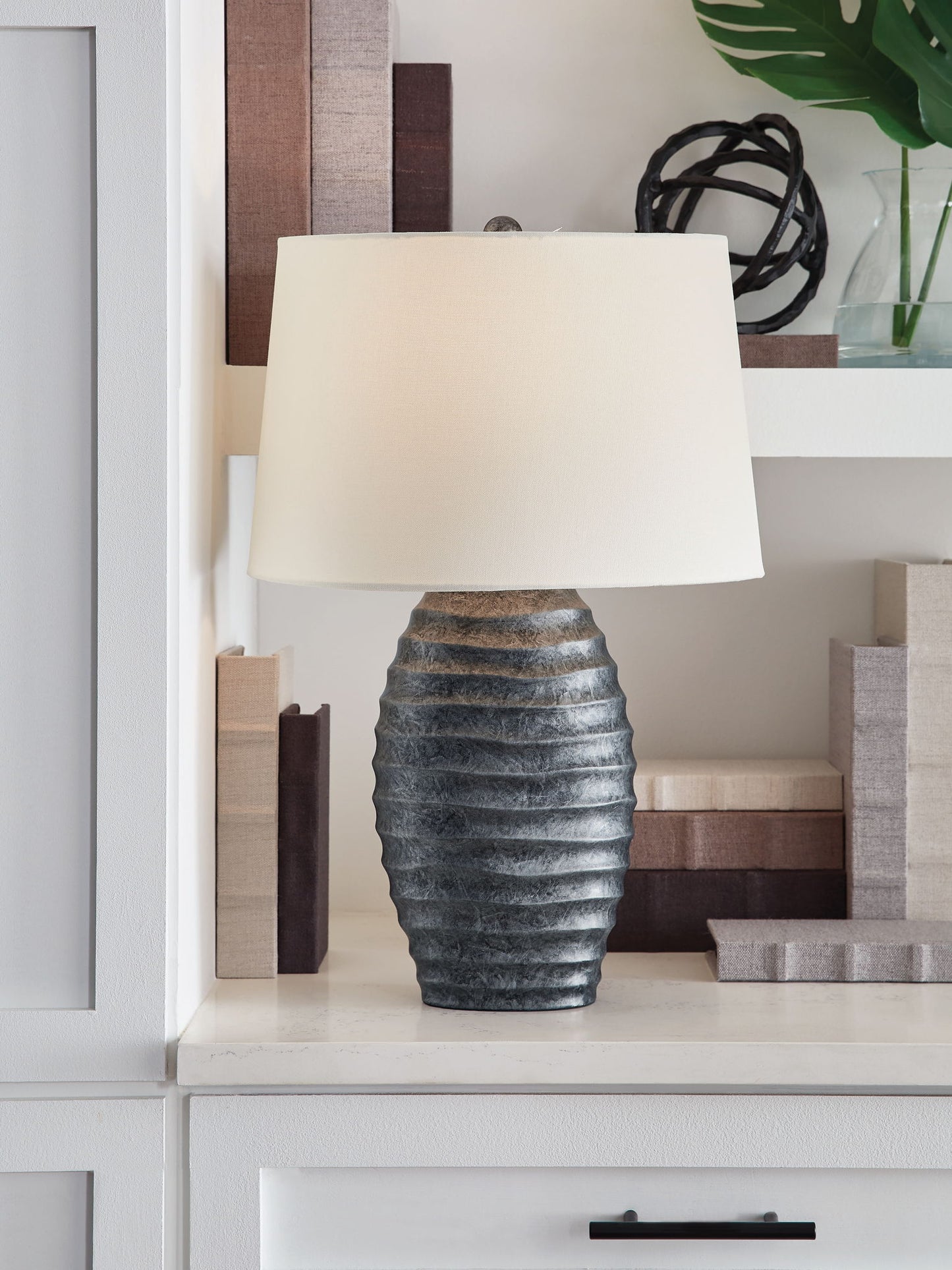 Caronick - Poly Table Lamp (Set of 2) - Antique Silver Finish