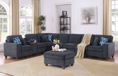 Lily - Sectional Sofa With Ottoman - Black